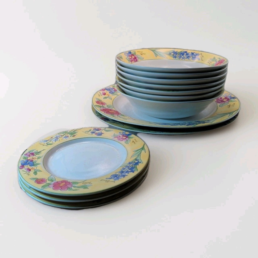 Sakura CREME BRULEE Soup Bowls 7 1/4" Set 7 Sue Zipkin 2 Dinner Plates 3 Tea